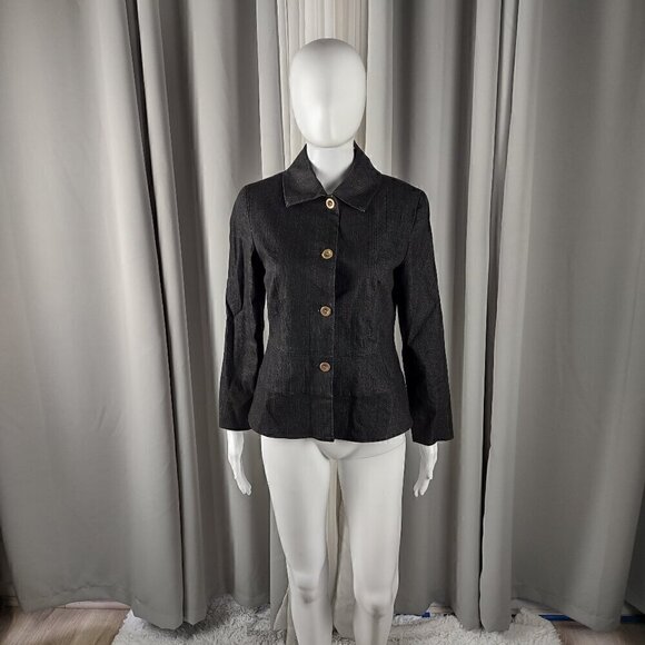 Doncaster Jackets & Blazers - Doncaster Women's Gray Denim Look, Cotton Blend Peplum Style Jacket, Blazer Sz 4